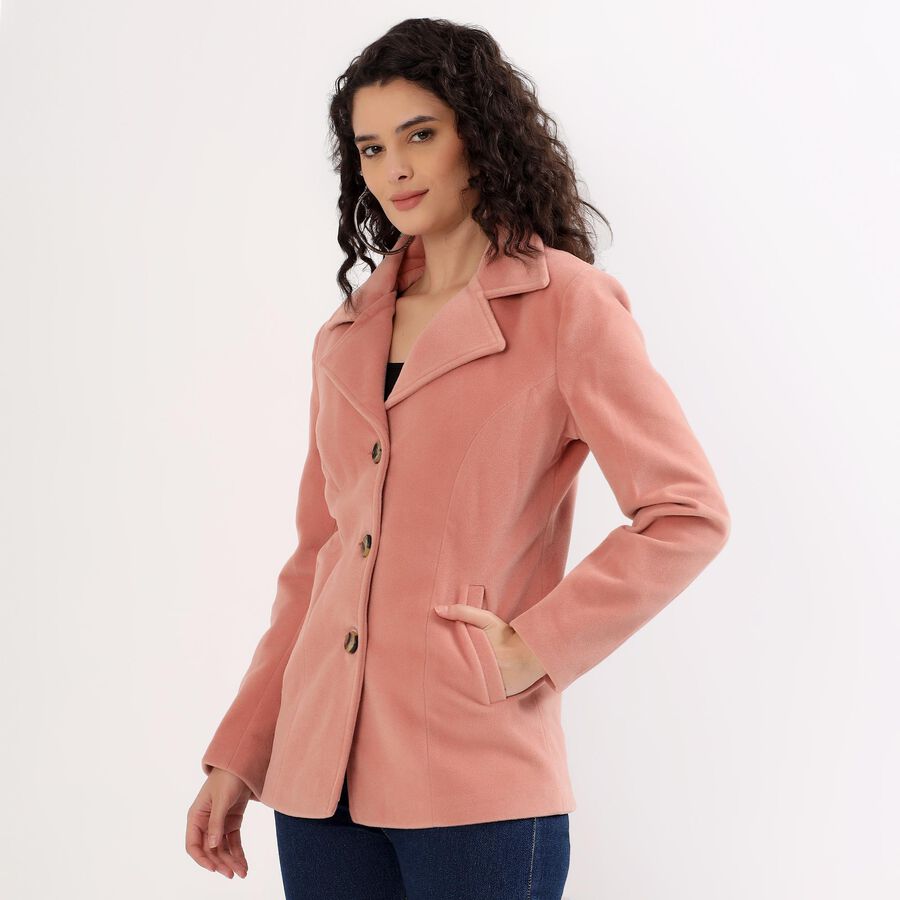 Women's Light Pink Classic Button-Front Jacket, हल्का गुलाबी, large image number null