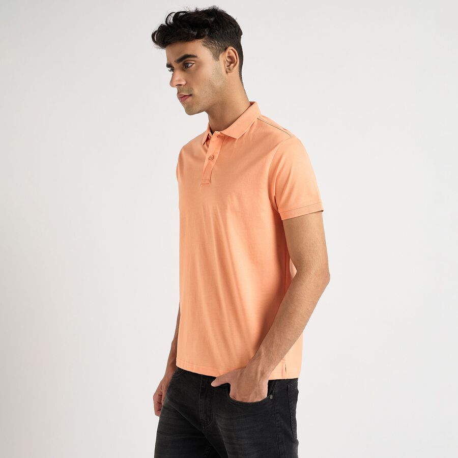 Men's 100% Cotton Collared Half Sleeves T-Shirt, पीच, large image number null