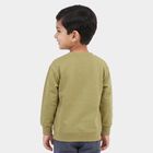 Boys' Olive Green Crew Neck Graphic Print Sweatshirt, ओलिव, small