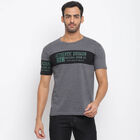 Cut & Sew Round Neck T-Shirt, Dark Grey, small image number null