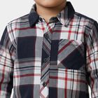 Boys Red Cotton Long Sleeve Collar Neck Shirt, Red, small