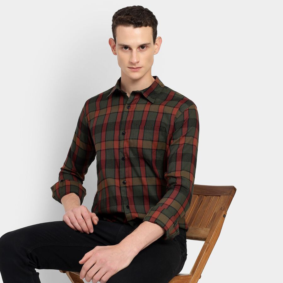 Men's Casual Shirt, गहरा हरा, large image number null