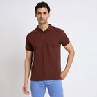 Men's Collared Half Sleeves T-Shirt, भूरा, small image number null