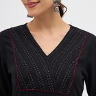 Women's Black Round Neck Solid Kurta, काला, small image number null