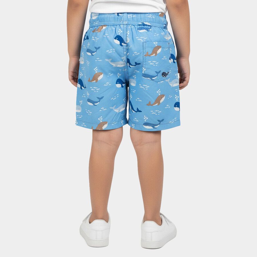 Boys Light Blue Regular Fit Printed Bermuda Shorts, Light Blue, large