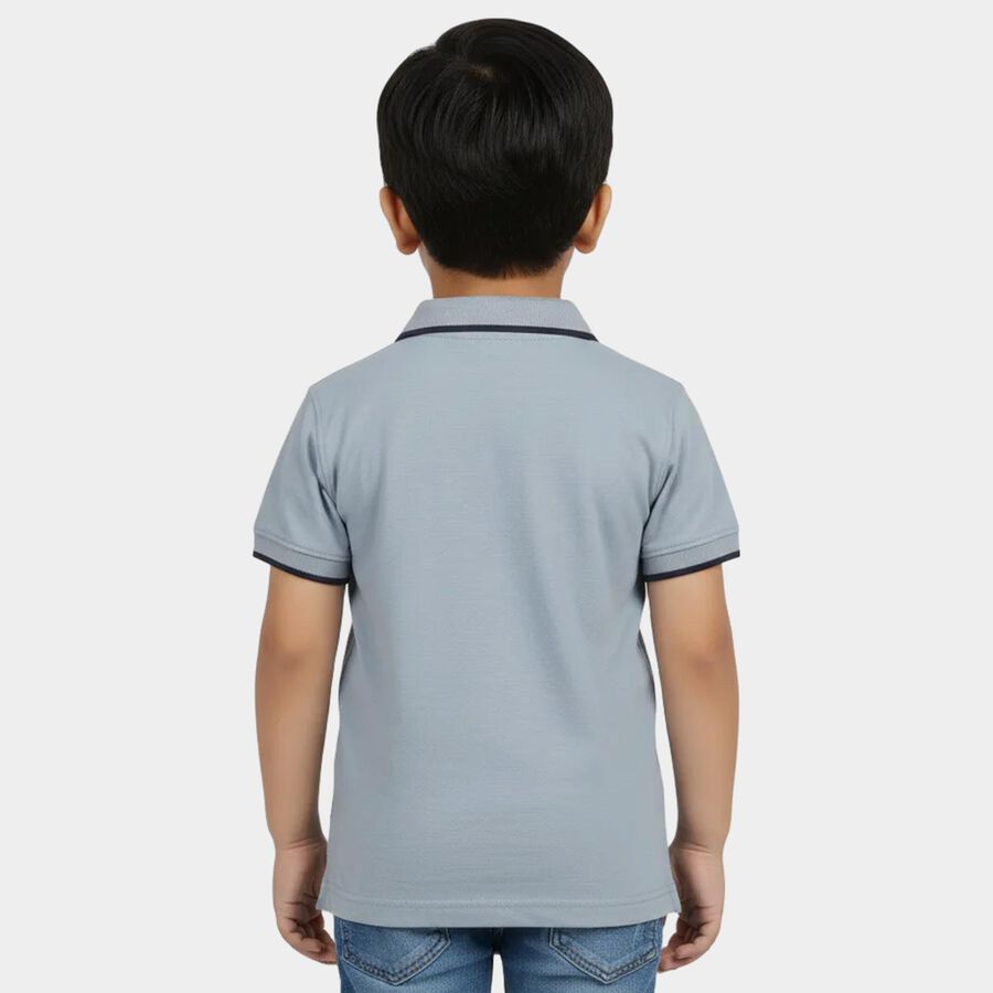 Boys Navy Blue Cotton Polo Neck Casual Boys T-Shirt, नेवी ब्लू, large