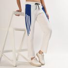 Women's Bright White and Royal Blue Straight Fit Striped Track Pants, सफ़ेद, small image number null