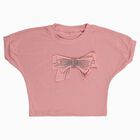 Girls Bright Pink Round Neck Casual T-Shirt, Pink, small