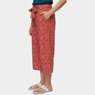 Girls' Red Regular Fit Solid Capri Pants, Red, small