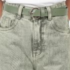 Girls' Green Wide Leg Washed Jeans, हल्का हरा, small