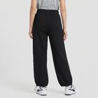 Women's Black Relaxed Fit Drawstring Hem Jogger Track Pants, काला, small