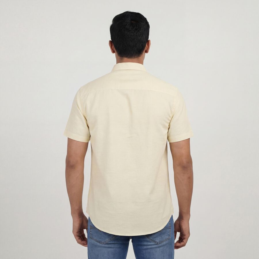 Men's Yellow Classic Casual Shirt, पीला, large