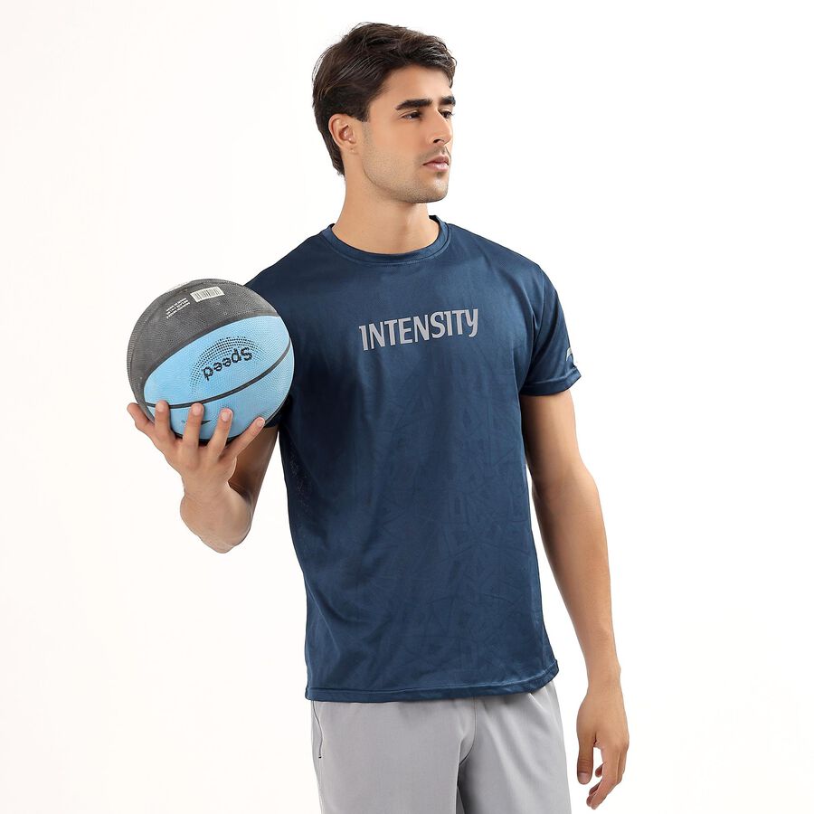 Men's Deep Midnight Navy Crew Neck Athleisure T-Shirt, गहरा नीला, large image number null