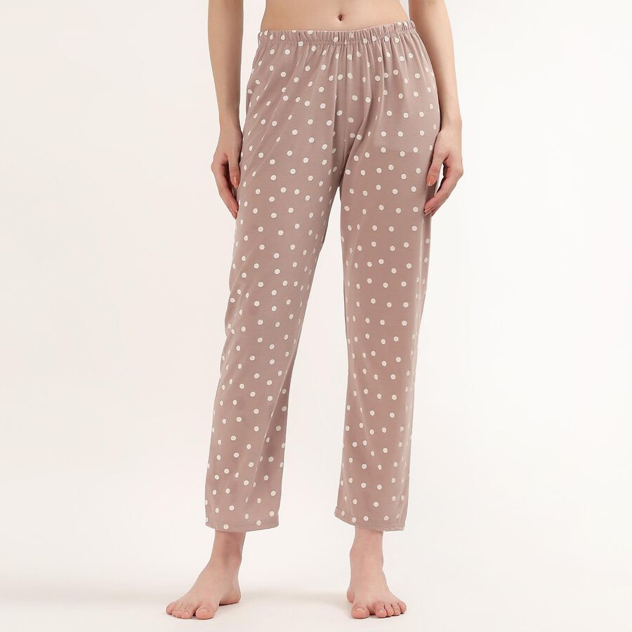 Women's Lilac Regular Fit Polka Dot Printed Pyjama, लाइलेक, large