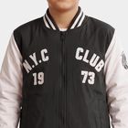 Boys Black Varsity Jacket, Black, small