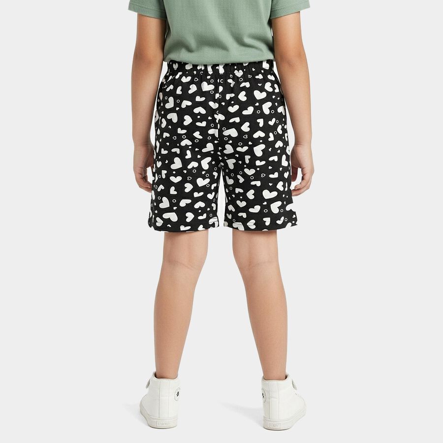 Girls' Black Regular Fit Casual Shorts, काला, large