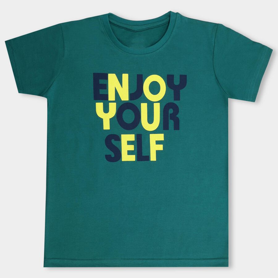 Boys' Half Sleeves T-Shirt , गहरा हरा, large image number null