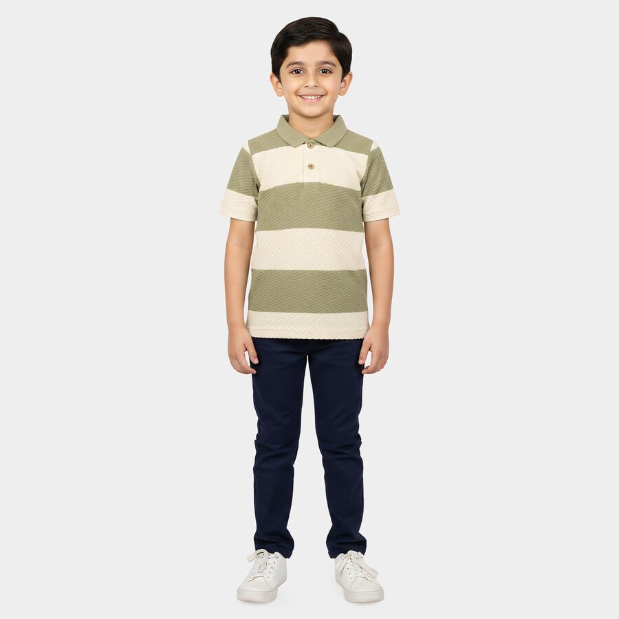 Boys Green Round Neck Casual Boys T-Shirt, हल्का हरा, large