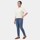 Women's White Mock Neck Minimalist Top, Off White, small