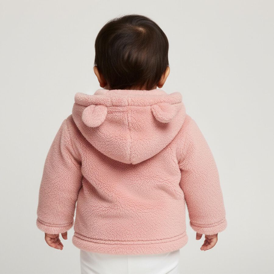 Infants Light Pink Hooded Casual Sweatshirt, हल्का गुलाबी, large image number null