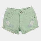 Girls' Light Green Regular Fit Casual Shorts, हल्का हरा, small