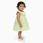 Infants' Light Mint Green Striped Tiered Sleeveless Frock, हल्का हरा, small image number null
