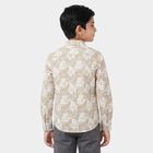 Boys Beige Cotton Collar Shirt, Beige, small