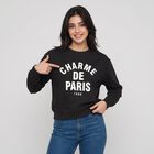 Women's Olive Crew Neck Graphic Print Sweatshirt, Olive, small