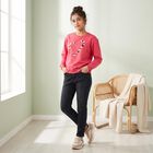 Girls Fuchsia Crew Neck Pullover Sweatshirt, रानी (फ्यूशिया), small