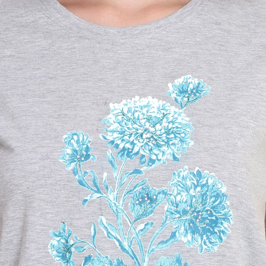 Ladies' 100% Cotton Round Neck T-Shirt , मिश्रित हल्का ग्रे, large image number null