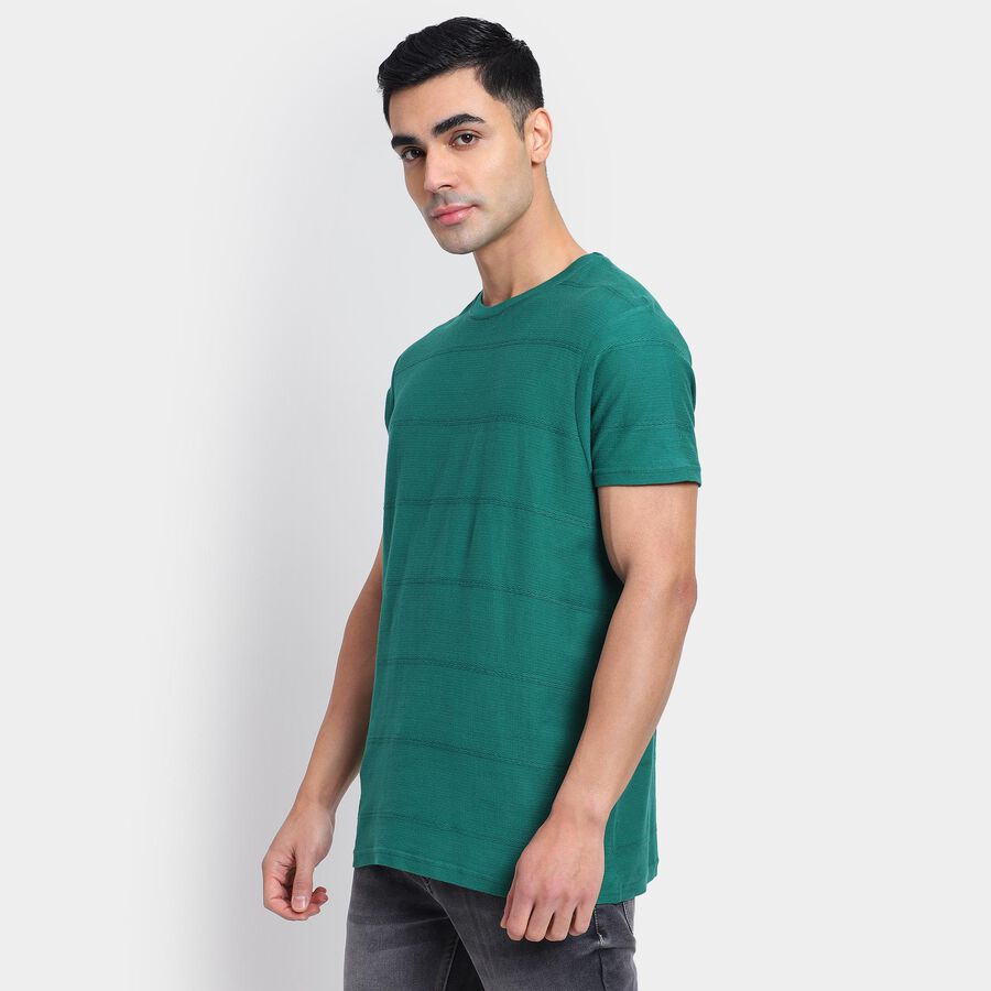 Men's 100% Cotton Round Neck Half Sleeves T-Shirt , Dark Green, large image number null