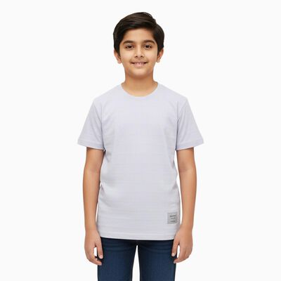 Boys Light Blue Crew Neck Casual T-Shirt