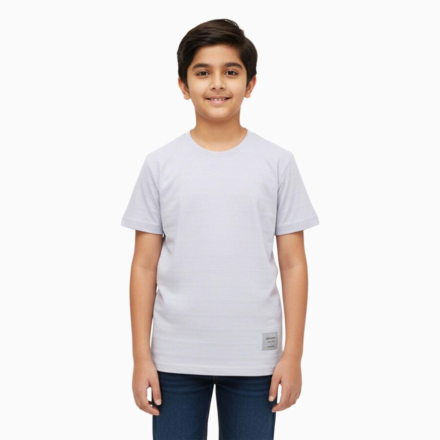 Boys Light Blue Crew Neck Casual T-Shirt, Light Blue, large image number null