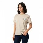 Women Beige Cotton Round Neck Regular T-Shirt, गहरा पीला, small