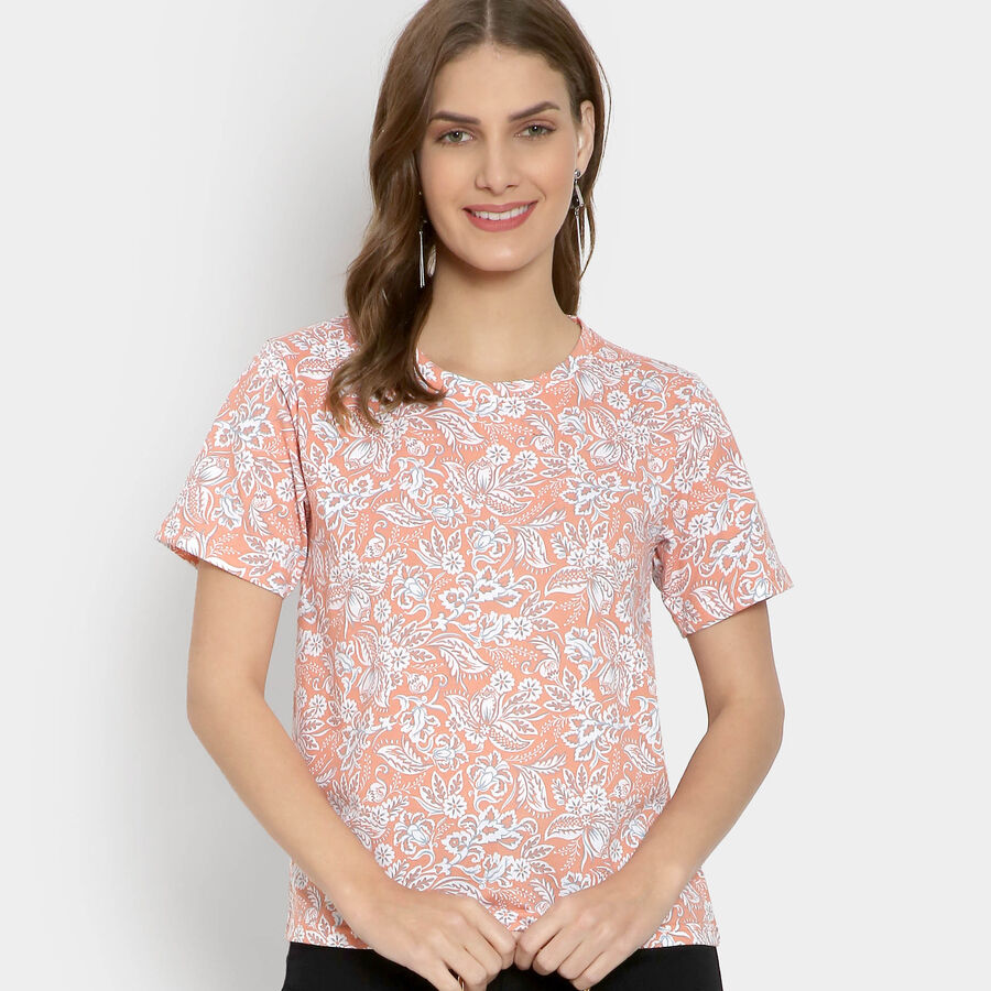 Round Neck T-Shirt, Coral, large image number null