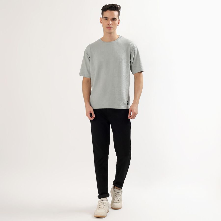 Men's Jet Black Slim Fit Jeans, काला, large image number null