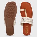 Women's Beige Toe-Ring Slip-On Flat Sandals, Beige, small