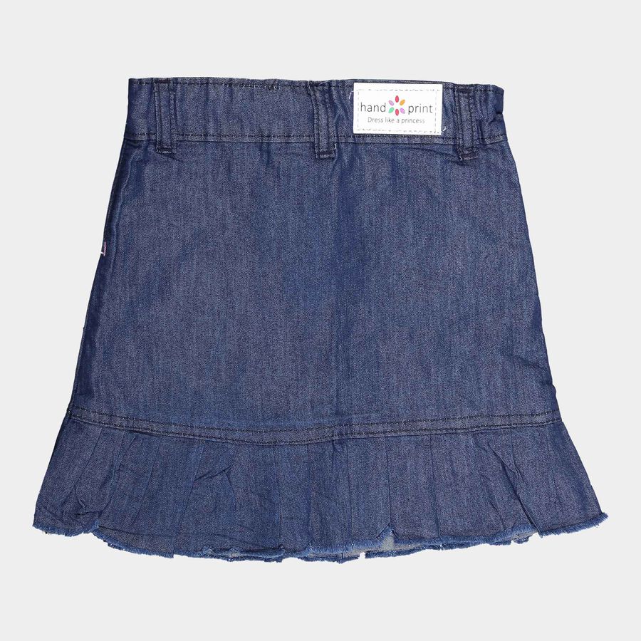 Girls Solid A Line Skirt, Dark Blue, large image number null