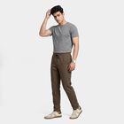 Men's Dark Green Slim Fit Drawstring Casual Trousers, गहरा हरा, small