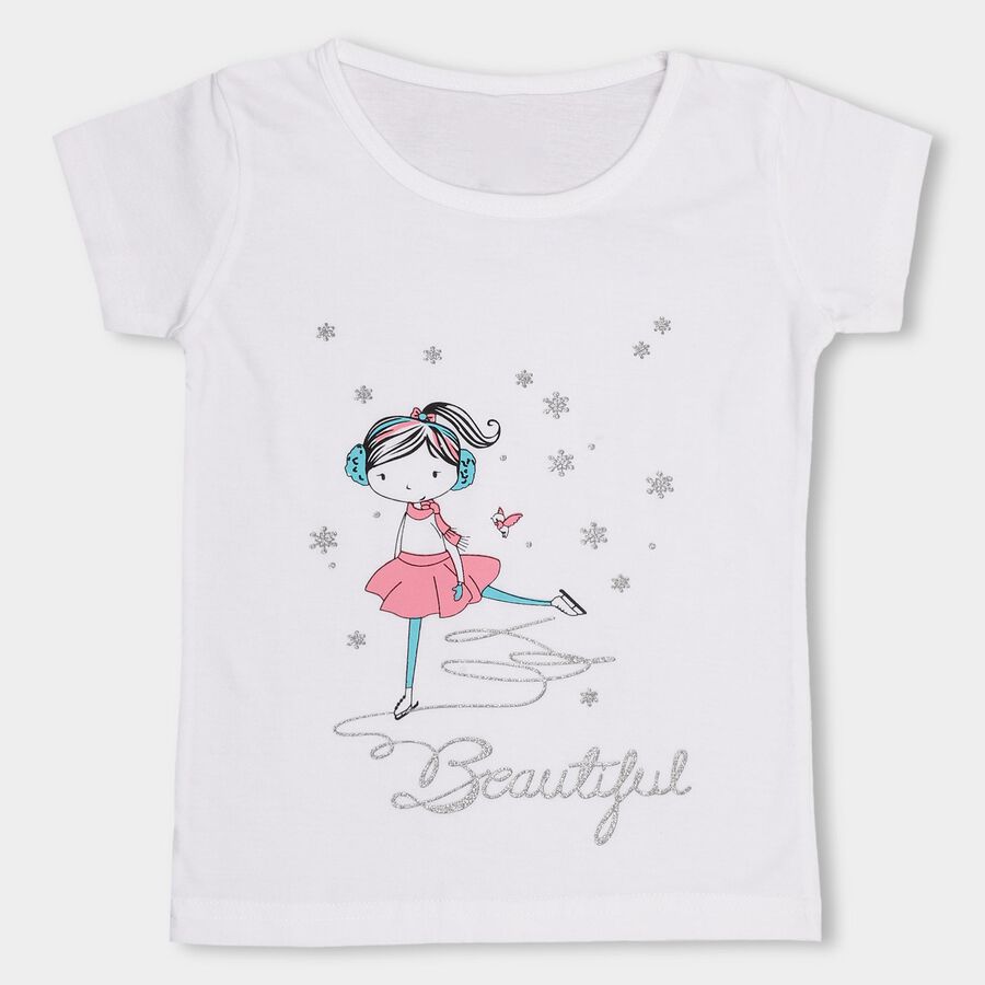 Girls' 100% Cotton T-Shirt , सफ़ेद, large image number null