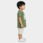 Infants' Olive Green 100% Cotton Round Neck Baba Suit, Olive, small