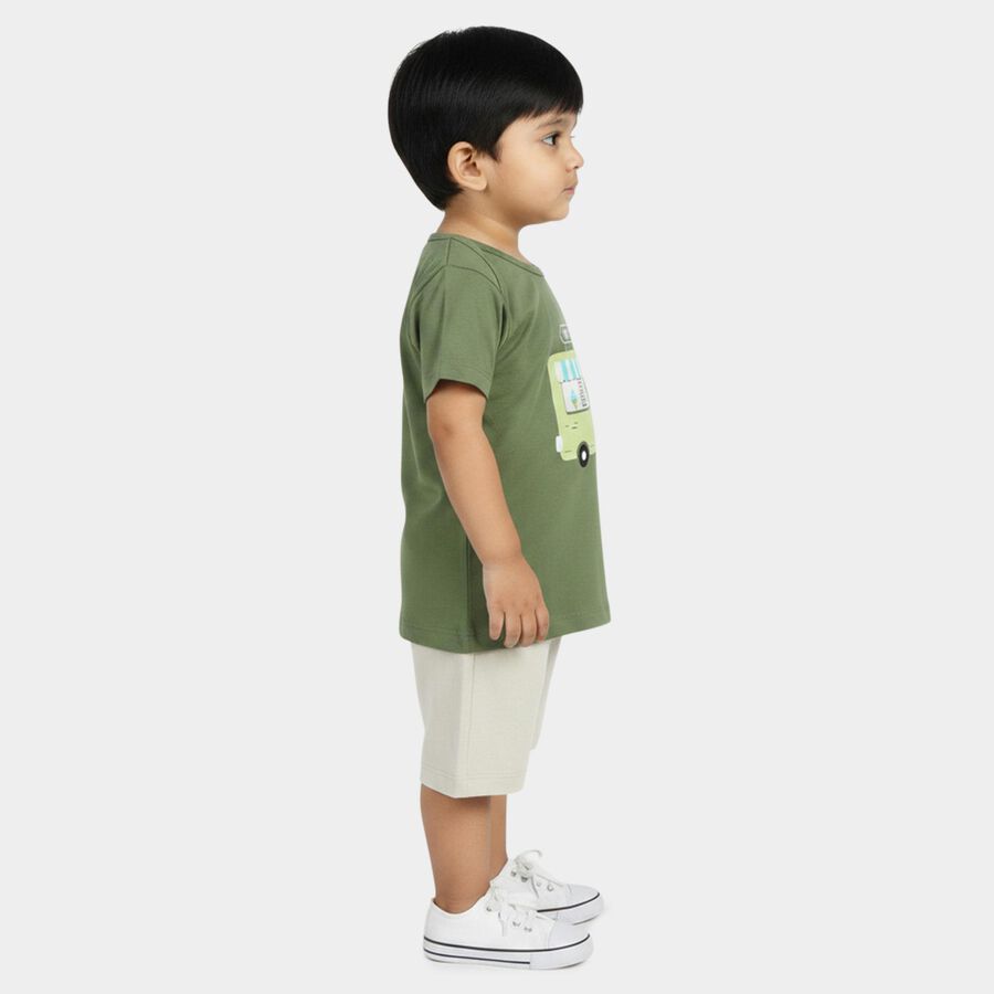Infants' Olive Green 100% Cotton Round Neck Baba Suit, Olive, large