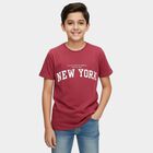 Boys' Pink Round Neck Casual T-Shirt, गुलाबी, small