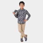 Boys Navy Blue Cotton Long Sleeves Collar Shirt, Navy Blue, small