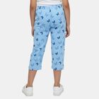 Girls' Light Blue Regular Fit Printed Elastic Waist Capri, हल्का नीला, small