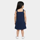 Girls Mid Blue Regular Fit Casual Frock, मध्यम नीला, small