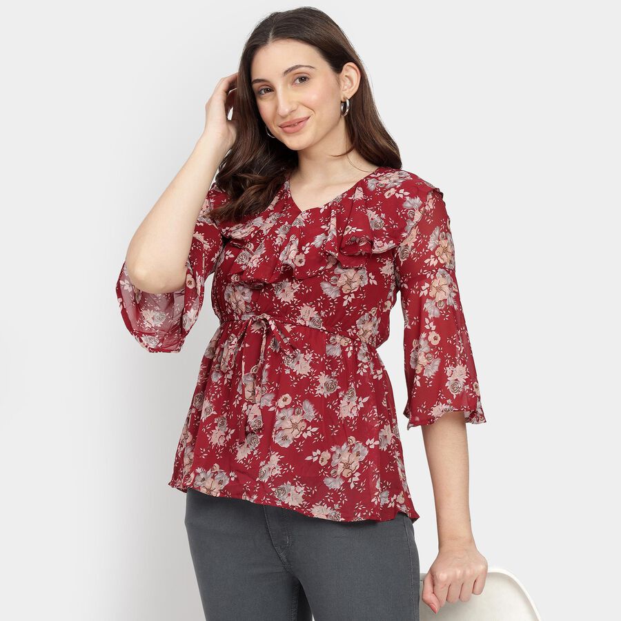Ladies' Top, Maroon, large image number null
