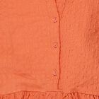 Girls' Orange Round Neck Textured Fit and Flare Dress, Orange, small