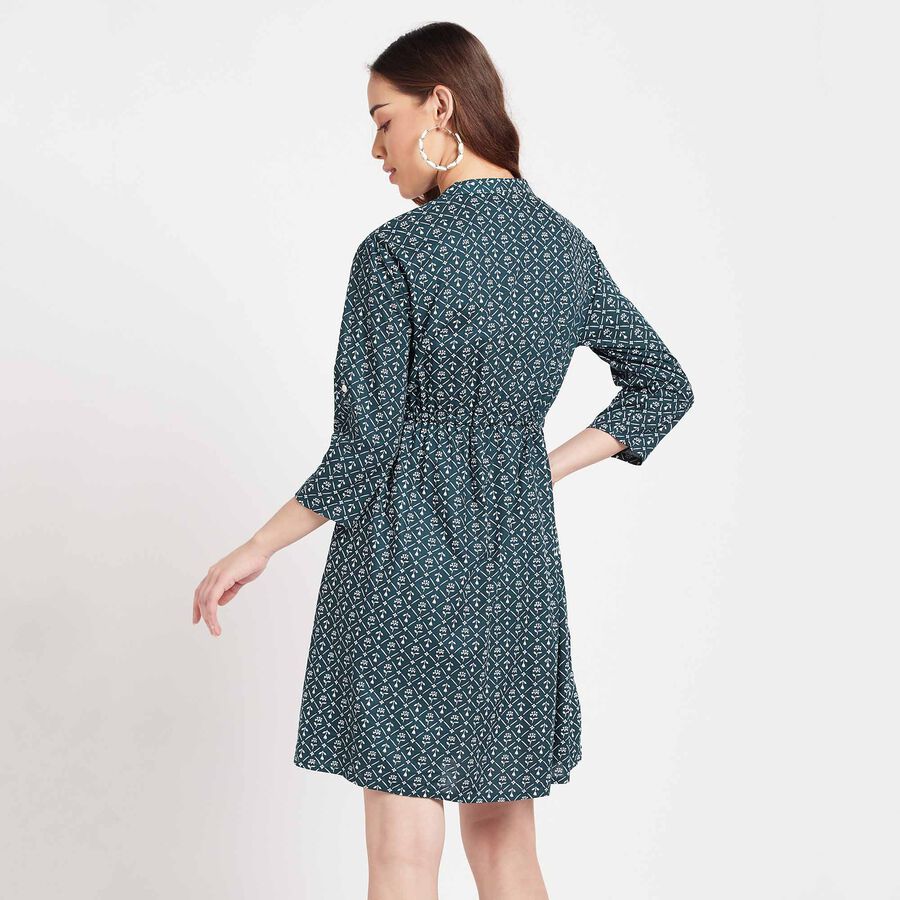 All Over Print Dress, Teal Blue, large image number null