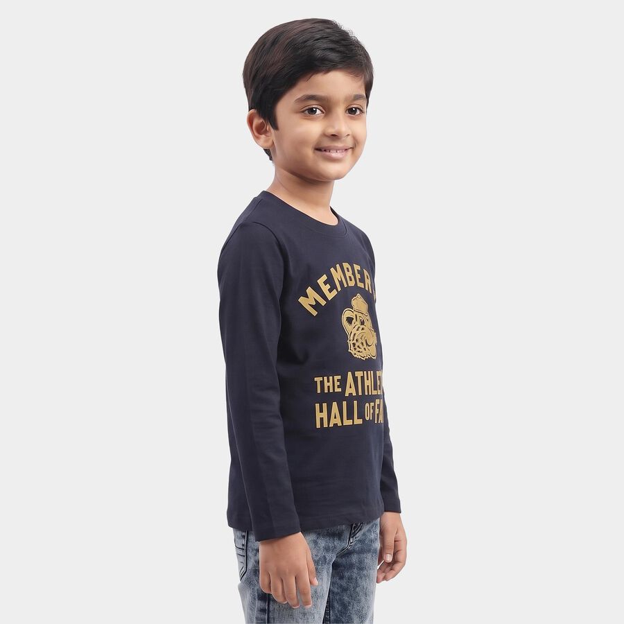 Boys Navy Blue Round Neck Regular Boys T-Shirt, नेवी ब्लू, large